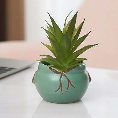 Bureau Miniature fleur artificielle en pot Simulation plante grasse verte Plante artificielle Petit bonsaï Décoration de salon Pot en céramique