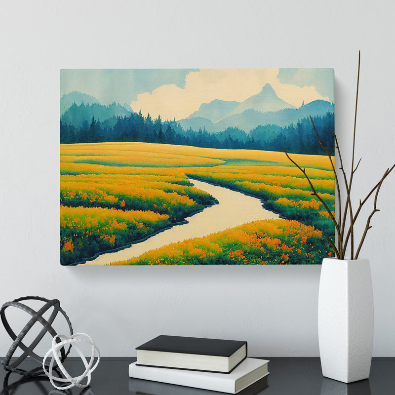 Carefree Spring Meadow Landscape - Wrapped Canvas