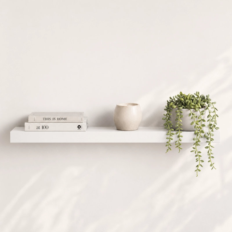 Avnish Solid Wood Floating Shelf, 1.6" H x 36" W x 8.1" D, White