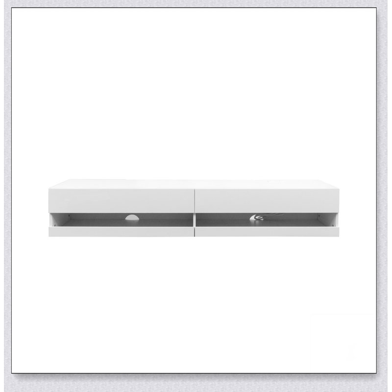 Meuble télé flottant mural 180 po 180 avec 180 couleurs DEL et station de charge, Blanc