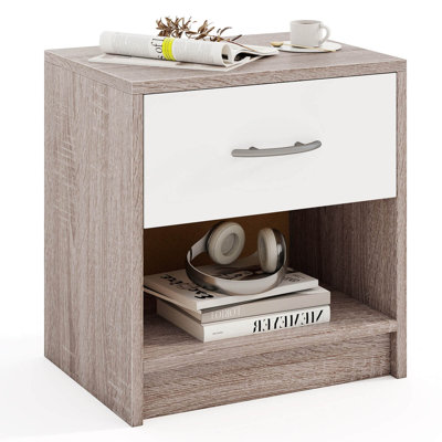 Modern Nightstand Bedside Table With Drawer Open Storage Shelf For Small Spaces