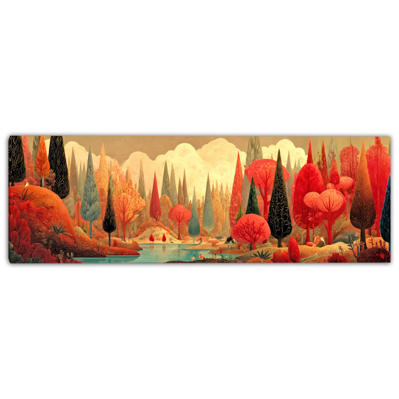 «Enchanted Autumn Forest», art mural sur toile tendue, H 20 po x l 60 po
