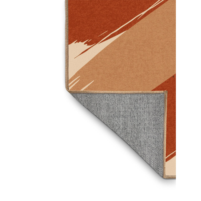 Tapis bohème géométrique brun lavable à la machine Roslindale - reliure brun clair, 2x4