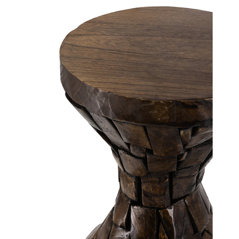 Table de sablier en bois de paulownia 11,8 x 11,8 x 18,1 po avec mosaïque texturée