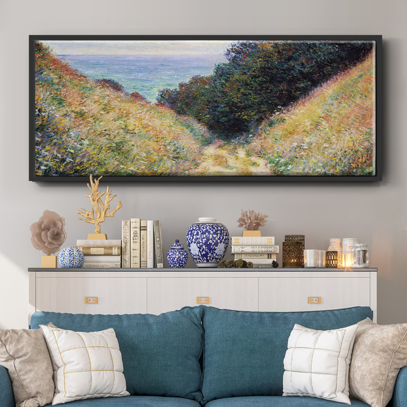 Toile encadrée «Pourville # 1» par Monet, H 8 po x l 20 po