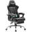 Gaming Chair with Footrest and Massage Lumbar Support, Ergonomic Computer Seat Height Adjustable with 360°Swivel and Headrest, Black