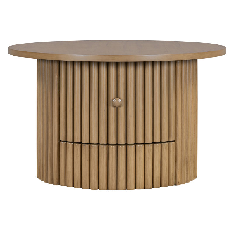Round Coffee Table For Living Room In Natural(Only Including Coffee Table,Without Chairs)