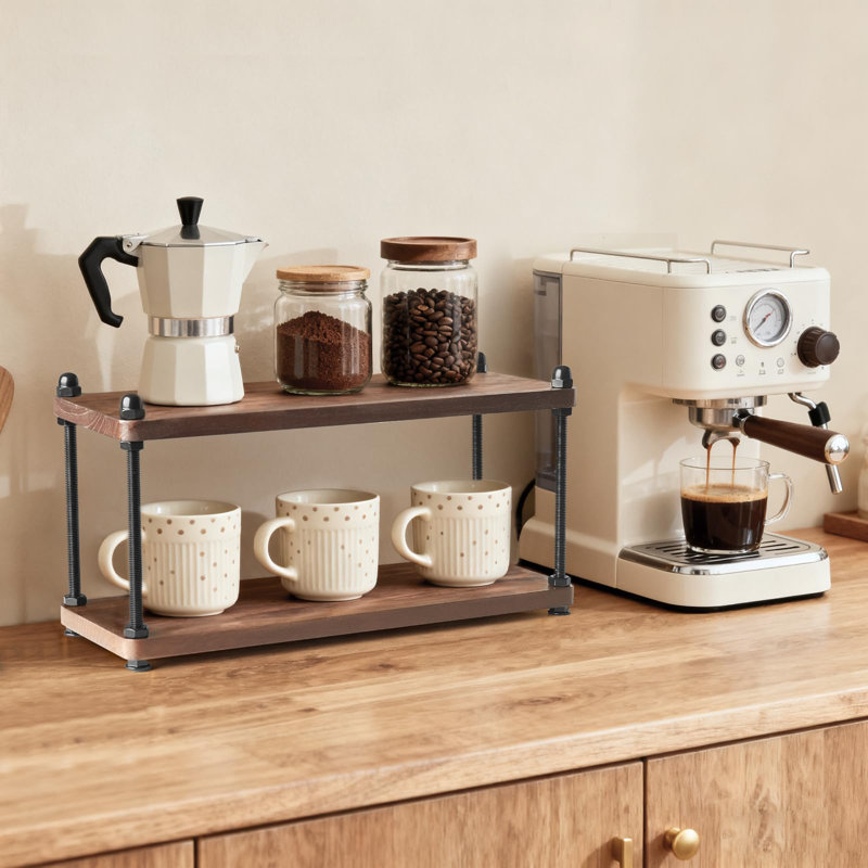 Organisateur de station café en bois, porte-gobelet de comptoir rustique (brun)
