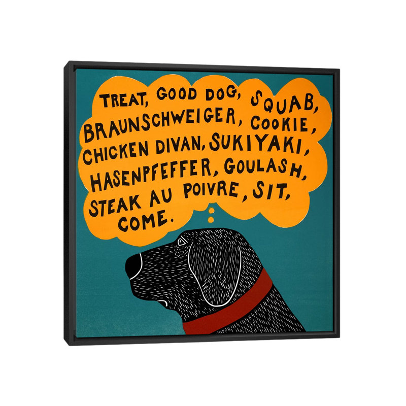 «Dogs Can Only Apprendre quelques mots noir» par Stephen Huneck, impression sur toile tendue, H 26 po x l 26 po x P 1,5 po
