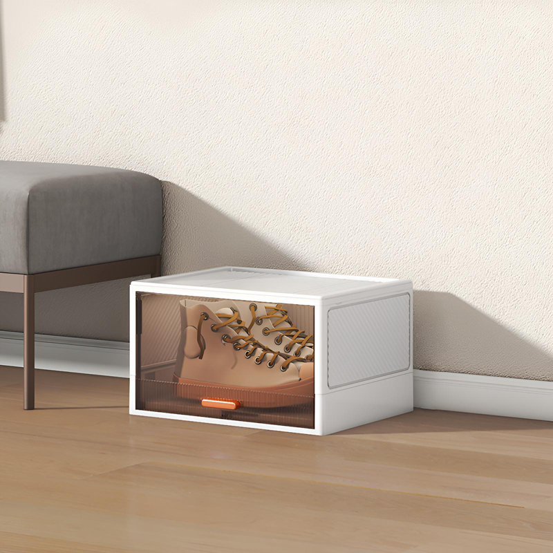 Boîte à chaussures rabattable pliable, armoire à chaussures en plastique transparent