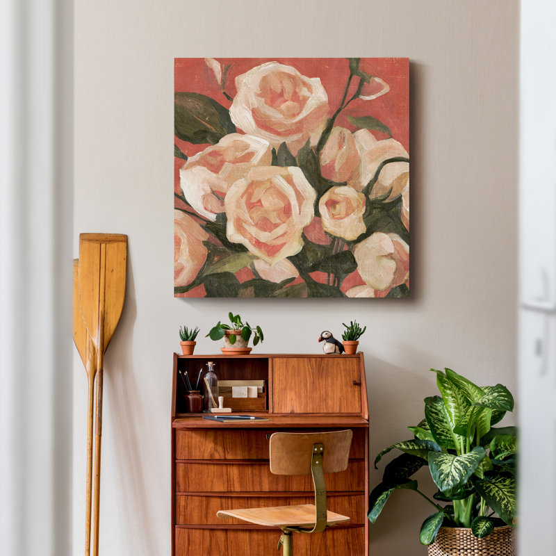 « rose enchevêtre ii »-reproduction d’art sur toile tendue, H 16 po x l 16 po x P 1 po
