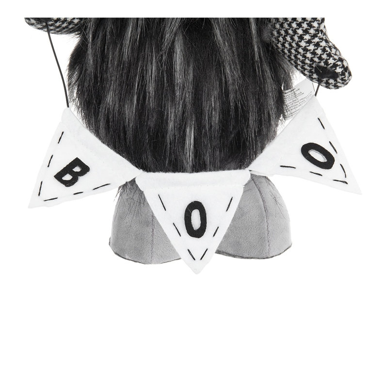 Ensemble de 2 gnomes d'Halloween en tissu avec bannière «Boo», décor saisonnier noir et blanc de 20 po