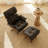 Leather Swivel Accent Chair With Ottoman-1160804679