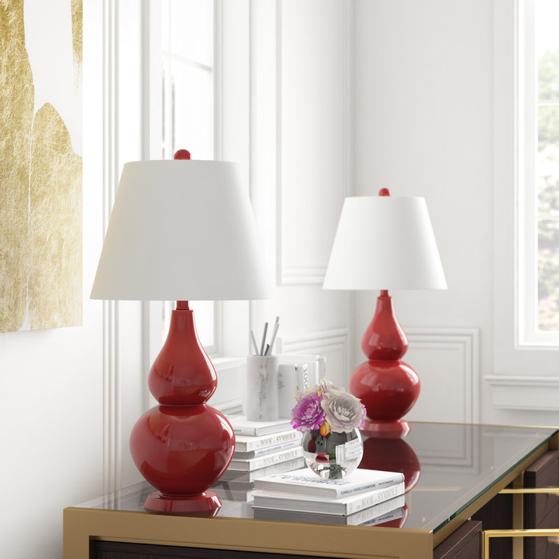 Moriarty Ceramic Table Lamp, Chinese Red