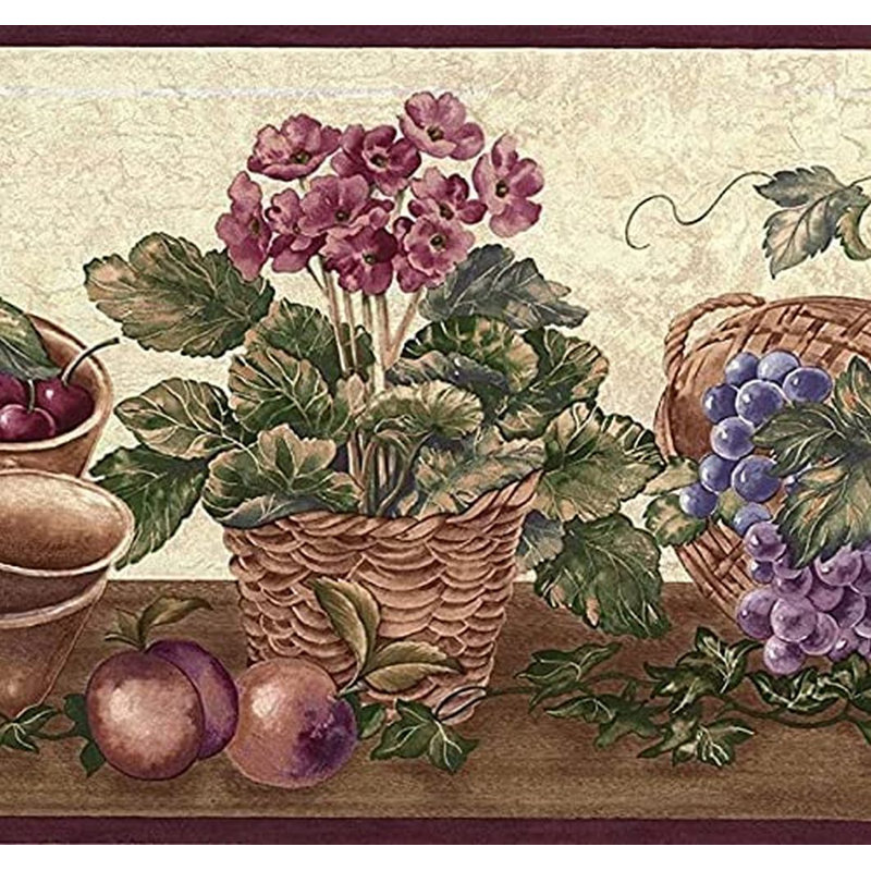 Bordure de papier peint L 15 pi x l 9,8 po Fruits Flowers