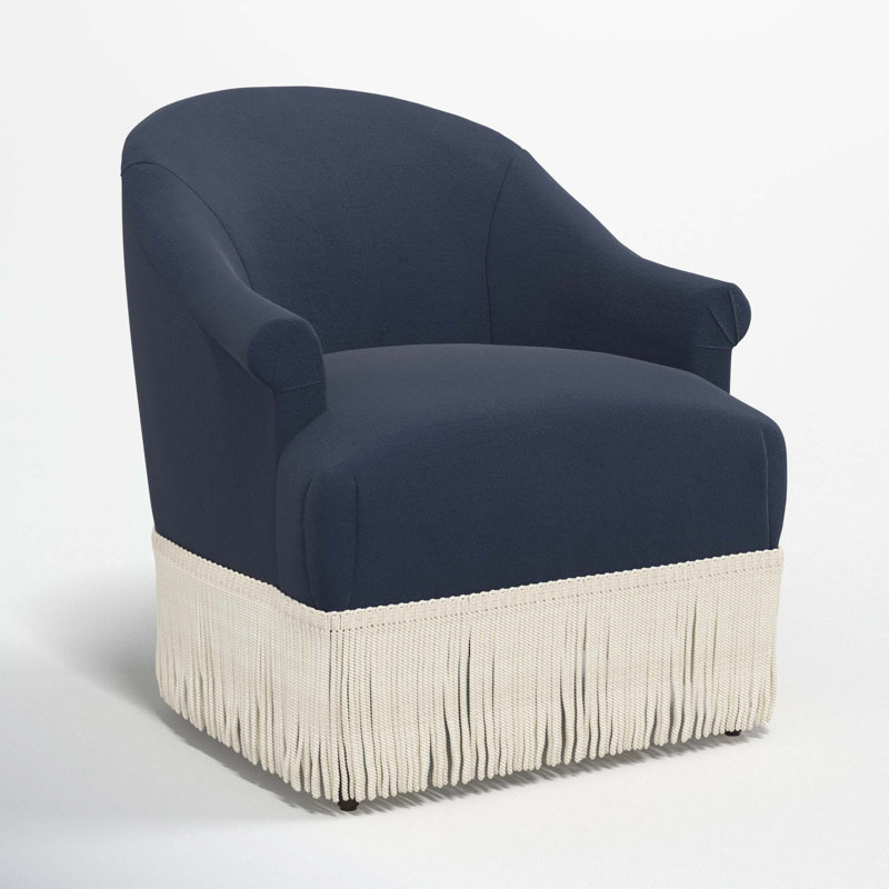 Callie Upholstered Wingback Chair, Classic Ink Performance Velvet, Ivory