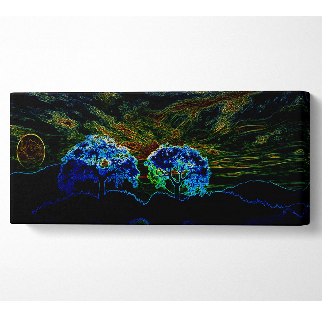 Abstrakte Neon-Landschaft 02 Panorama-Leinwand