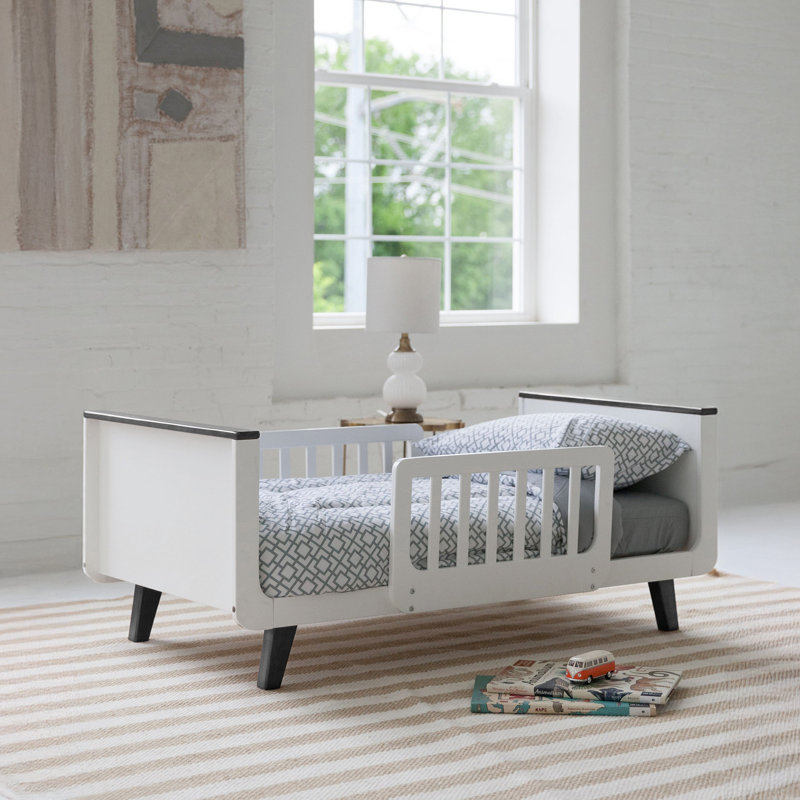 MOD Toddler Bed, Soft White with Earl Grey, White/Gray