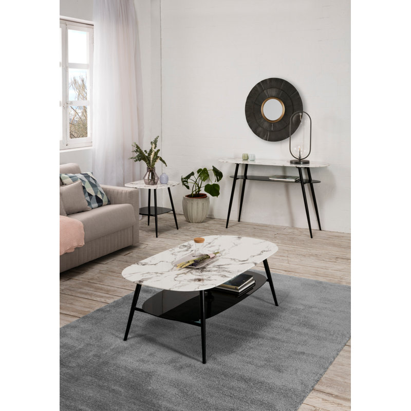 Quitman Glass Top End Table, White
