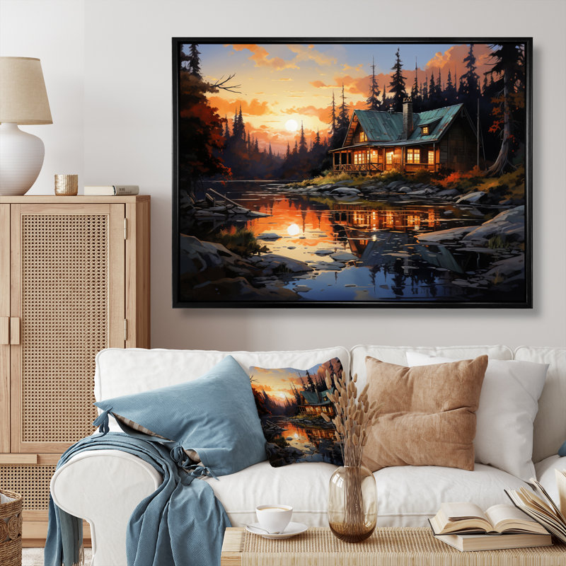 Canada Lakehouse Retreat IV - Imprimé, H 30 po x l 40 po x P 1,5 po, Cadre flottant noir