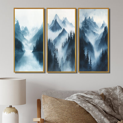«Winter Misty Peaks In The Morning I», collection d'art mural paysage de montagnes