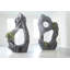 Sculpture pierre blanche colossale, deux trous, pierre gris anthracite