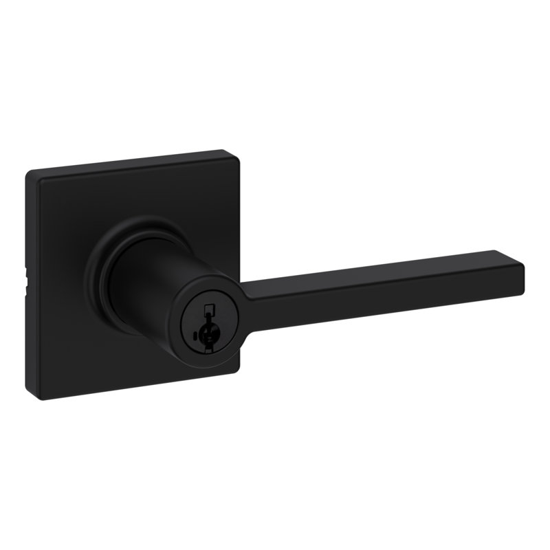 Casey Entry Lever with Square Rose, Matte Black