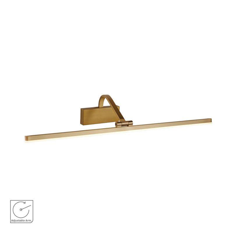 1 - Light LED Wall Mounted Picture Light, Satin Brass, 11cm H x 52cm W x 19cm D