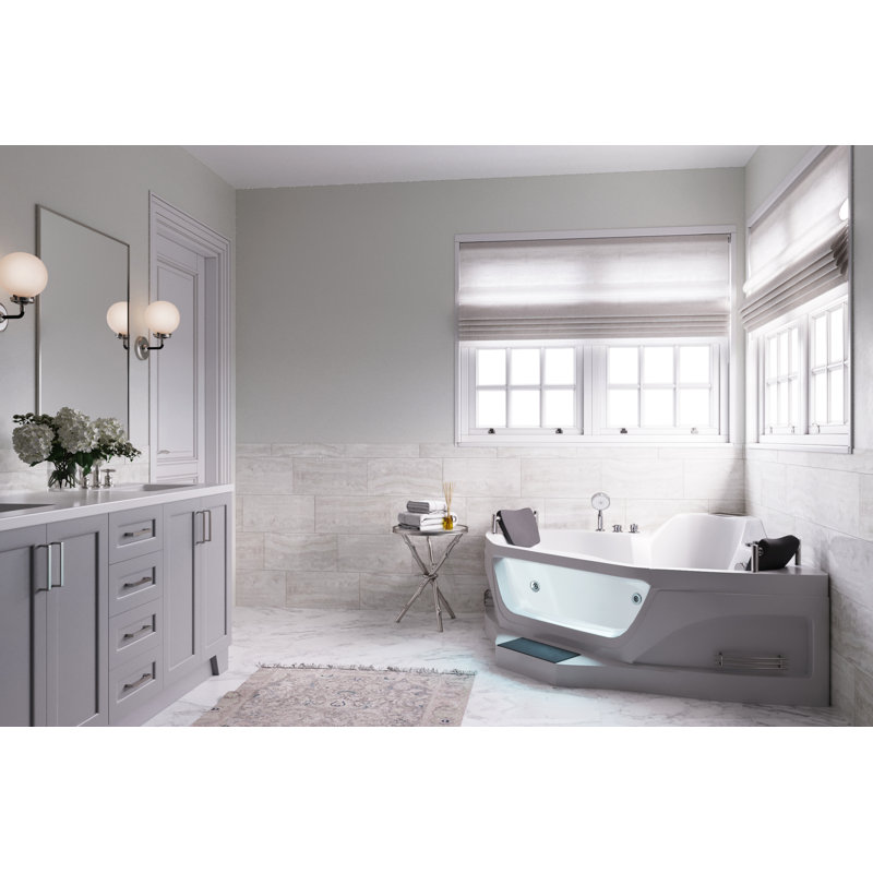 61.2'' x 61.2'' Whirlpool Fiberglass Bathtub with Faucet