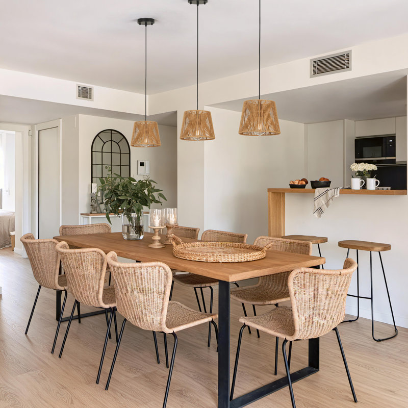Luminaire suspendu en rotin naturel tissé à la main à 1 lumière Aarzo