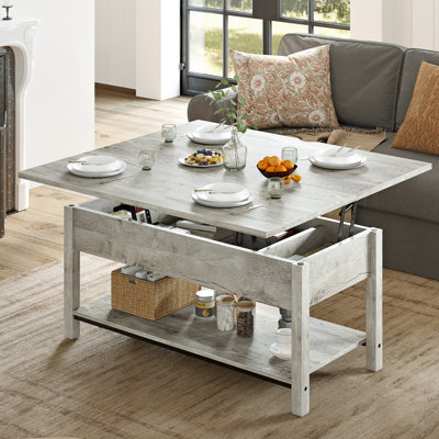 Table basse à plateau relevable multi-fonctions avec rangement Torron 4-en-1