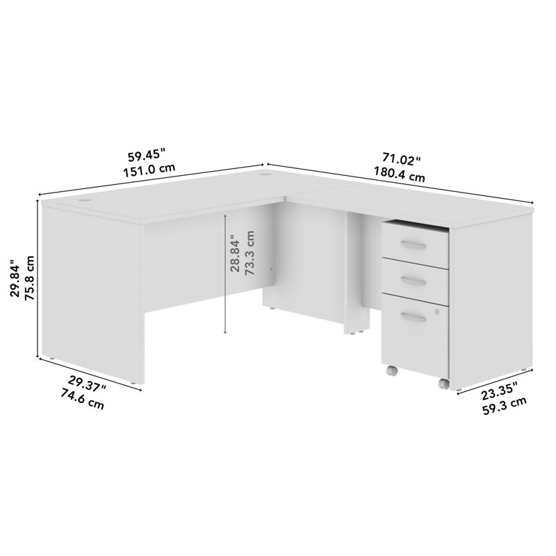 Bureau d'appoint Series C, H 29,84 po x l 59,45 po x P 71,02 po