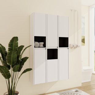 Armoire de salle de bain murale Cranor avec rangement ouvert et fermé