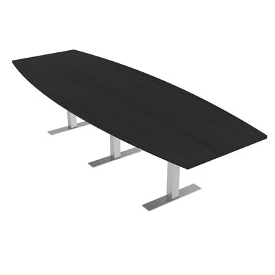 Boat Shaped Conference Table with Metal T Base