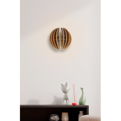 Stylish Half Sphere Wall Lamp, Walnut Color, 7.7 x 7.7 x 6.5 inches | Durable MDF Body, E27 Socket (Max 40W) | Modern Lighting for Living Room, Bedroom, and Hallway | Elegant Design with Solid Color Finish