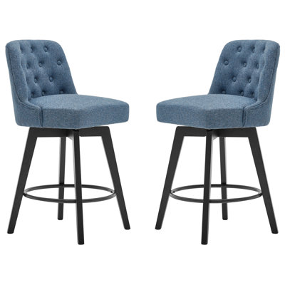 Swivel Upholstered 26'' Counter Stool Wood Leg