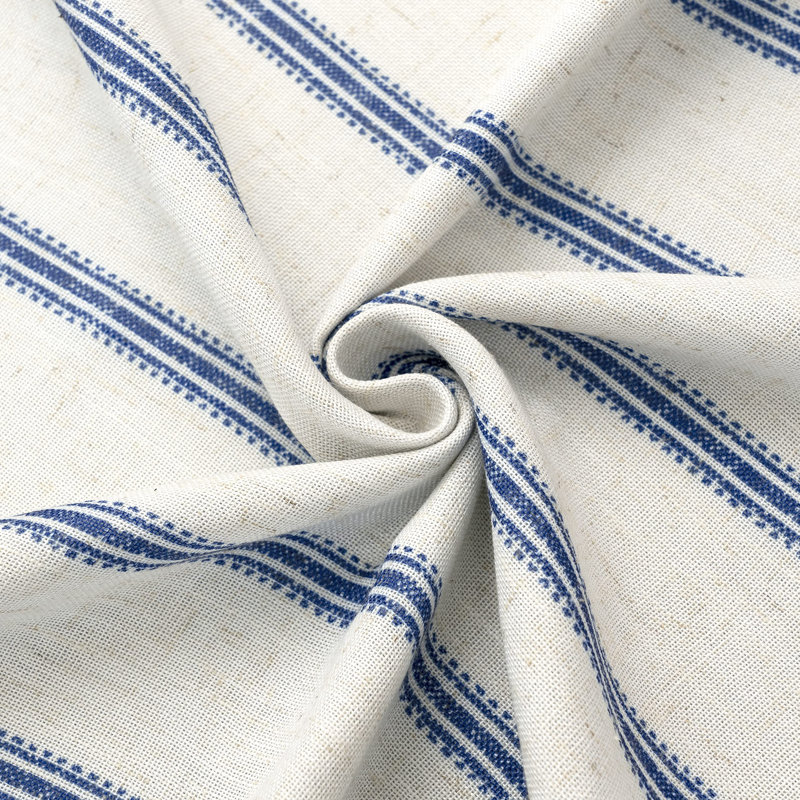 Blackout Curtain Pair, 52" W x 108" L, Navy Stripe/Light Linen