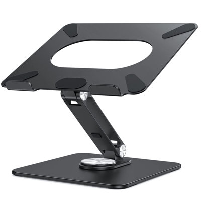 Support pour ordinateur portable avec base pivotante à 360 °, support ergonomique réglable pour ordinateur portable compatible avec les ordinateurs portables 10-15,6 "Air, Pro, Dell, HP, noir