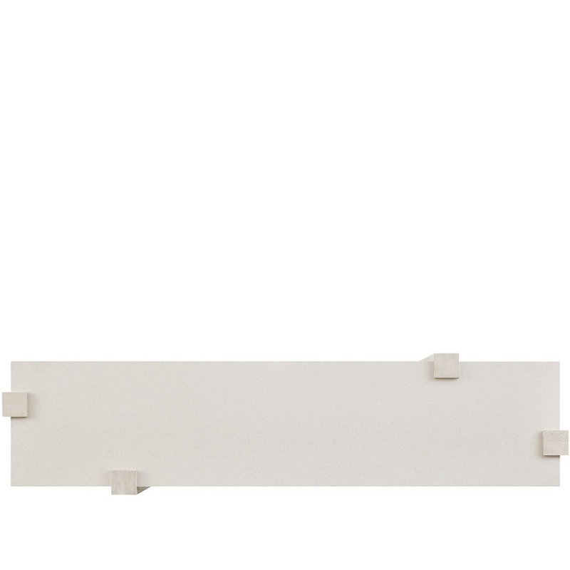 Mist 72" Wide White Quartz Top Console Table with Lower Shelf in Mist Oak Finish