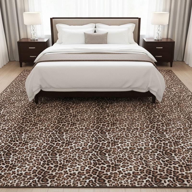Kaira Soft Non-Slip Indoor Leopard Rug, Leopard, Rectangle 7'10" x 9'