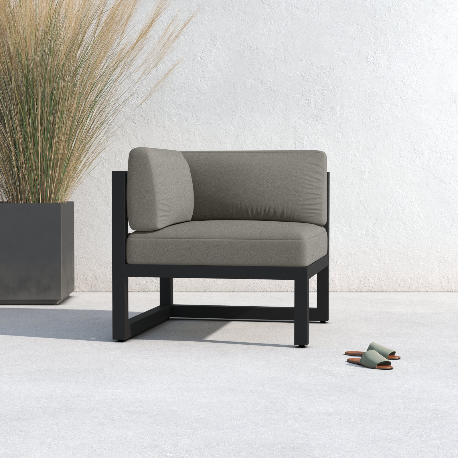Smith Sunbrella® Patio Lounge Chair, Canvas Charcoal, Black