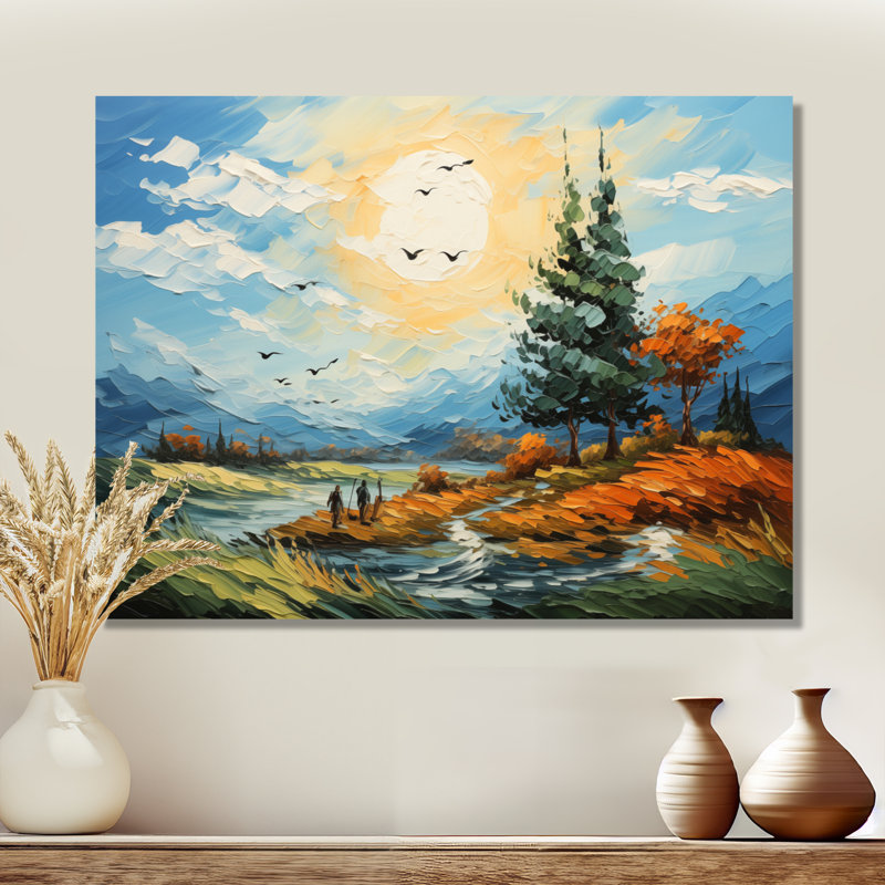 «Autumn Forest Lake Views I - Vangogh», impression murale en métal, H 24 po x l 32 po