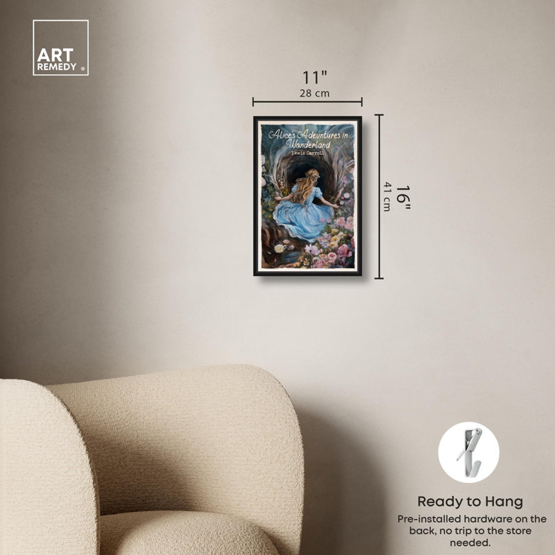 Art classique sur toile, Alice , Noir, H 16 po x l 11 po, Cadre flottant