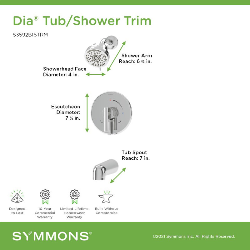 Dia HydroMersion Multi Spray Single Handle Tub & Shower Faucet, Polished Chrome