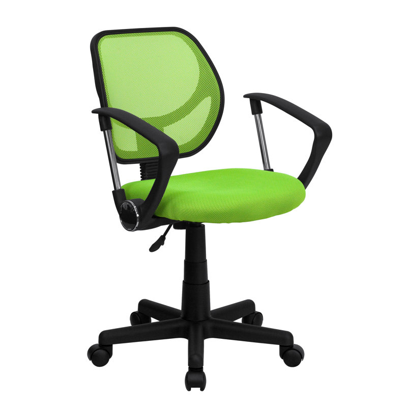 Low Back Mesh Swivel Task Office Chair with Curved Square Back, Green, Included