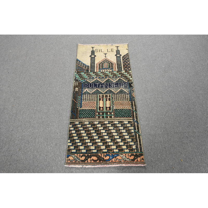 Tapis turc rétro avec un motif Sultan Selim et de la laine Anatolian tissée à la main