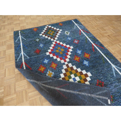 Tapis de zone en laine 5 pi 3 po x 8 pi noué la à la main one-of-kind Landyn