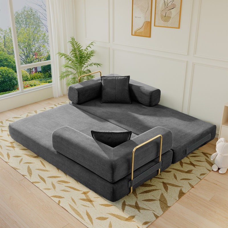 Lozena 78-Inch King-Size Convertible Sleeper Sofa Bed with No Assembly, Hybrid Mattress Couch Compression Sofa In a Box
