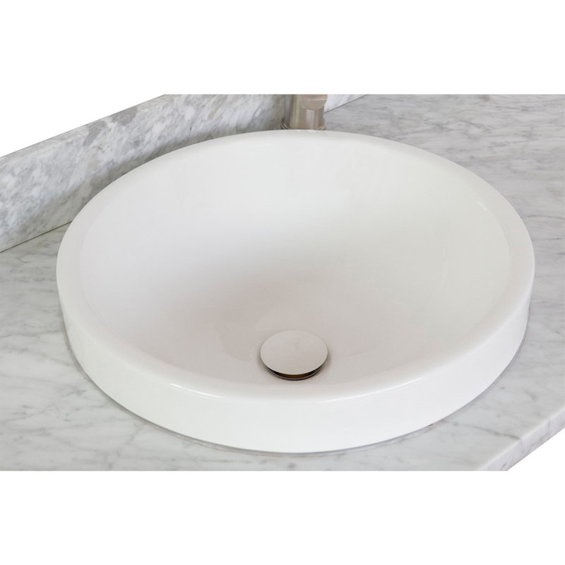 49'' White Carrara Marble Vanity Top with Round Ceramic Sink