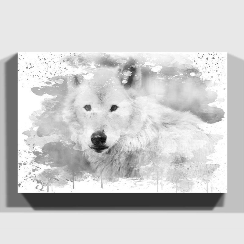 White Wolf - Wall Art, 50cm H x 76cm W, Wrapped Canvas